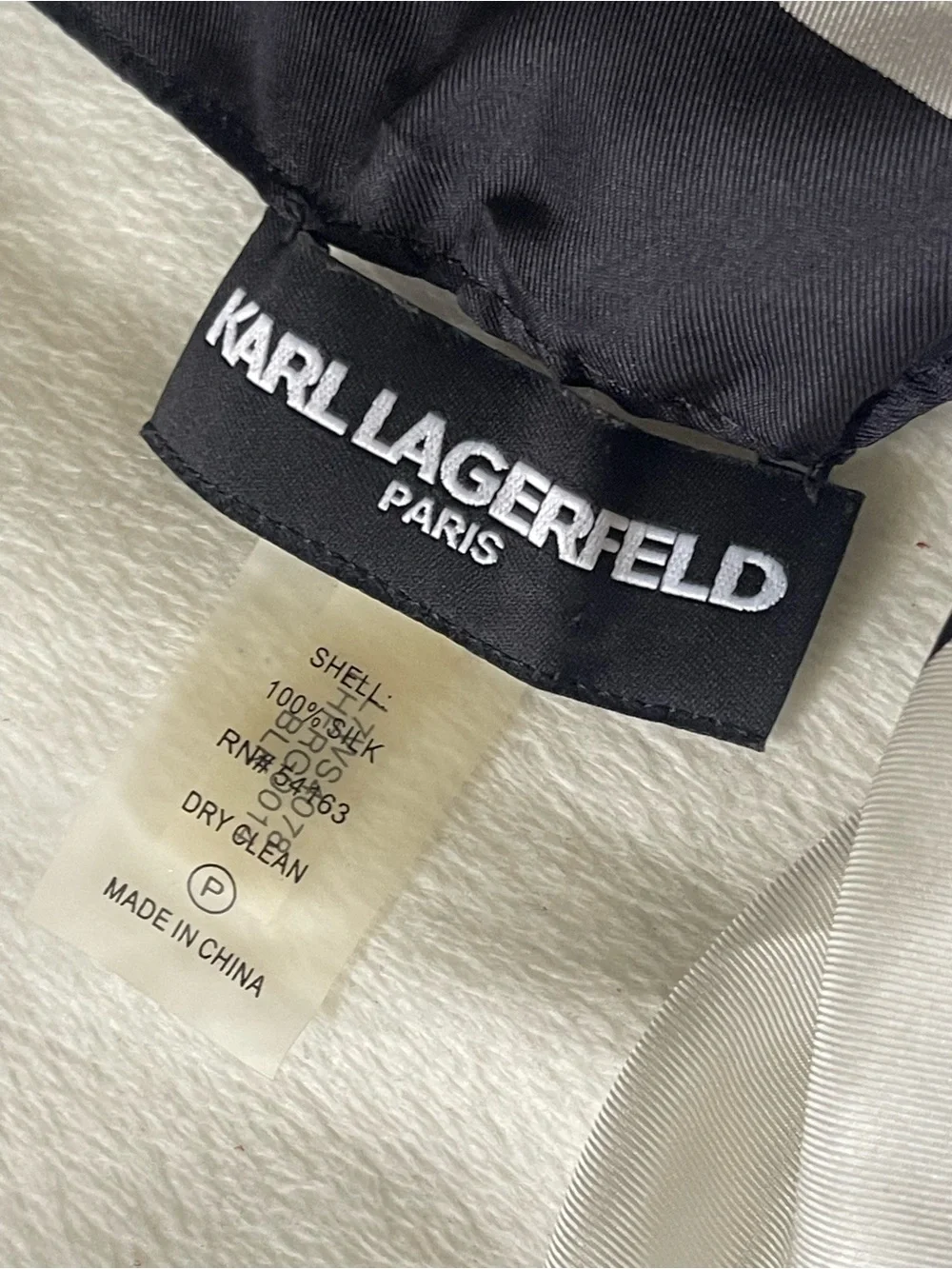 Karl Lagerfeld Black and White Graphic Silk Scarf